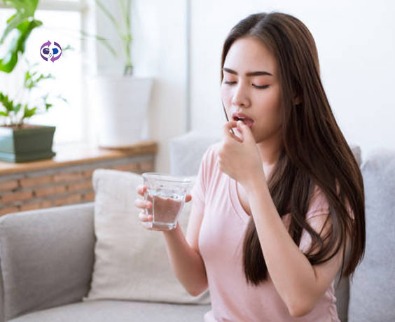 Person taking medicine